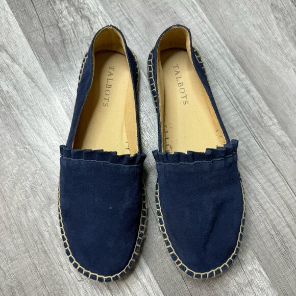 Talbots Izzy Espadrille Flats Suede Navy Size 6 1/2 - Picture 2 of 7